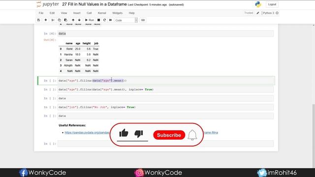 Replace NULL Values in a Dataframe | Pandas Tutorials | Data Science | WonkyCode | Telugu смотреть онлайн