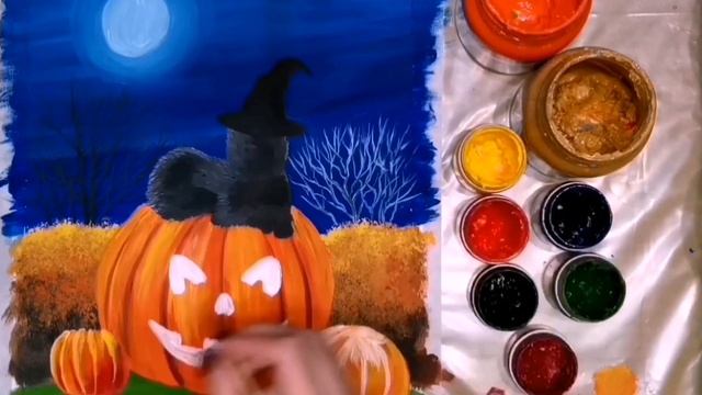 Рисунок на хэллоуин гуашью