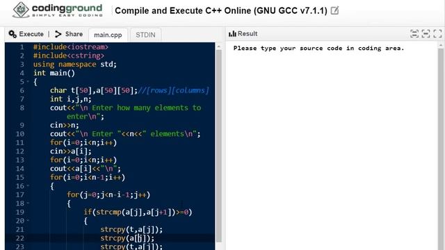 Bubble Sort on strings in C++ смотреть онлайн