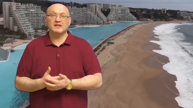 Самый большой бассейн в San Alfonso del Mar Resort в городе Алгаробо (Чили) смотреть онлайн