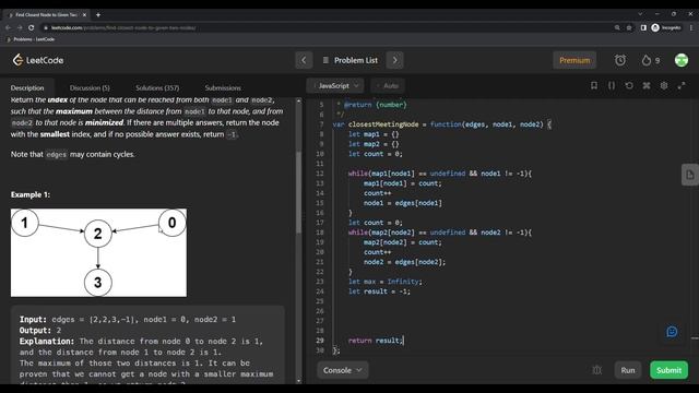 EN) 2359. Find Closest Node to Given Two Nodes смотреть онлайн
