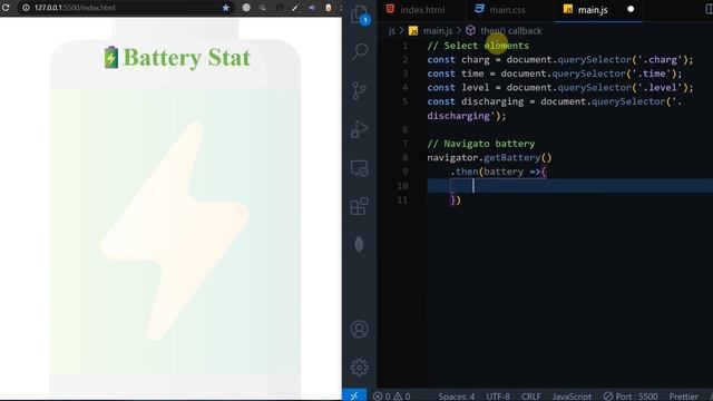 Html, css, Javascript Battery Status API . смотреть онлайн