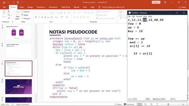 #10 KONSEP LOGIKA dan CARA KERJA BINARY SEARCH pada PEMROGRAMAN | ALGORITMA PEMROGRAMAN 2 смотреть онлайн