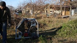 Самодельный измельчитель веток (щепорез). Первое полевое испытание.