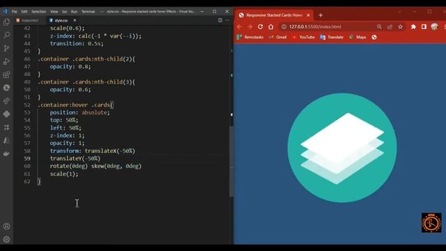 Responsive CSS Stacked Cards Hover Effects смотреть онлайн