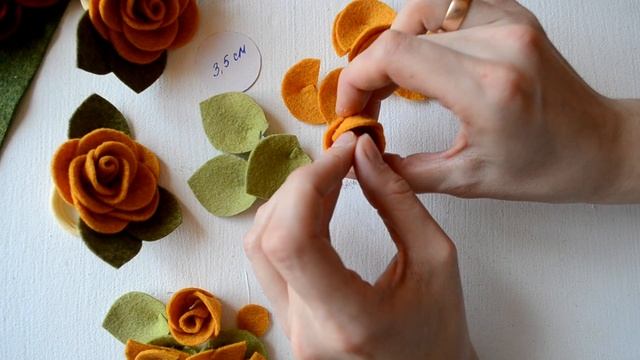 Цветок Розы из фетра - Видео урок для начинающих - DIY Crafts: FELT ROSES