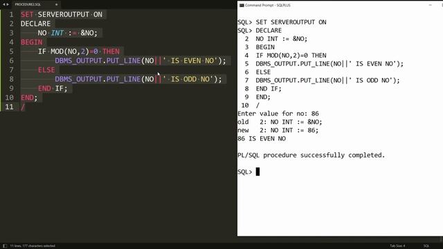 PLSQL Procedure to find given no is even or odd - Practical Demo in Oracle смотреть онлайн