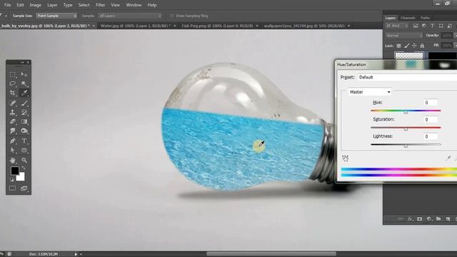Photoshop Aquarium Photo Manipulation Tutorial Inside the Bulb with Fish in Hindi смотреть онлайн