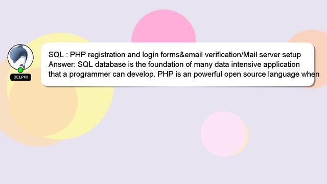 SQL : PHP registration and login forms&email verification/Mail server setup смотреть онлайн