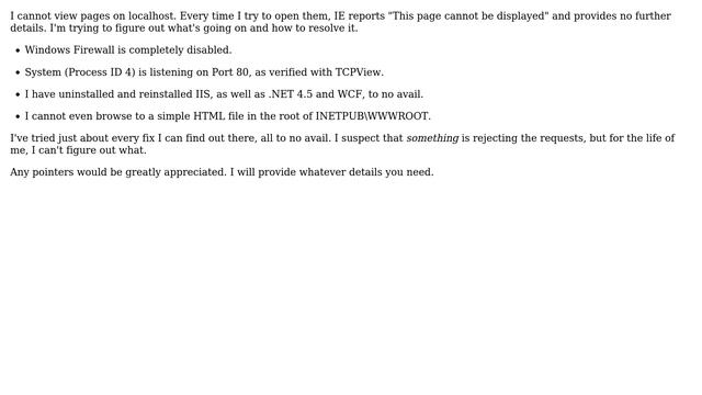 Unable to view pages on LOCALHOST under IIS 7 on Windows 7 смотреть онлайн