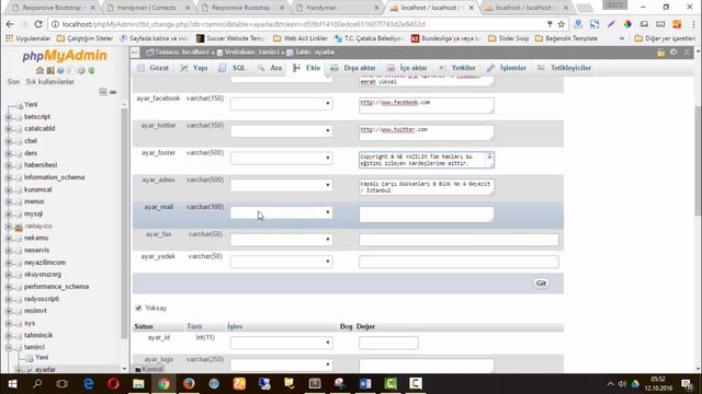 36-Php Dersleri - Mysql ayarlar tablosu oluşturma ve site entegrasyonu смотреть онлайн