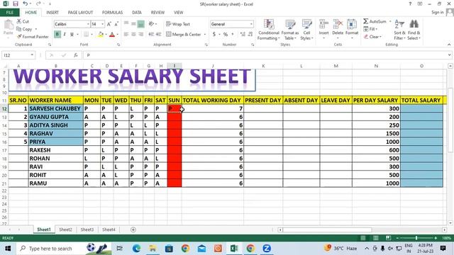 How to create Worker Salary Sheet in MS Excel | GIT Education смотреть онлайн