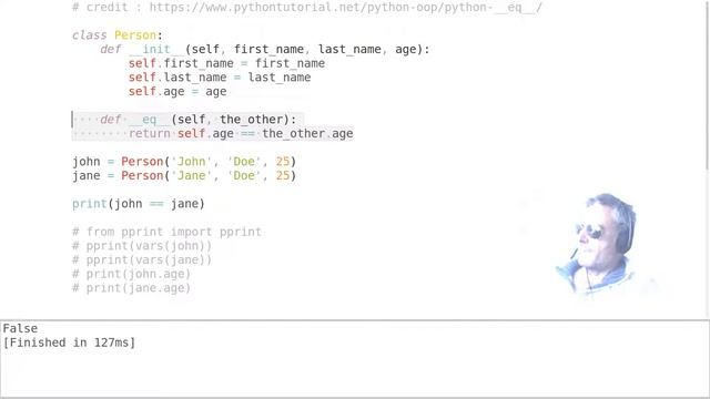 Inspecting Objects in Python | __eq__ 'dunder' method смотреть онлайн