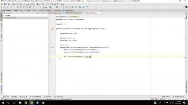 SQLite Database to ListView - Part 2: Insert Data - Android Studio Tutorial