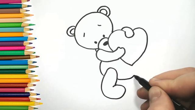 КАК нарисовать МИШКУ С СЕРДЕЧКОМ / Рисунки для срисовки смотреть онлайн