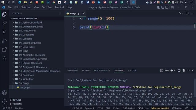 Python | Python Range Function | Part 16 | Mohammad Bablu YT | 2022 смотреть онлайн