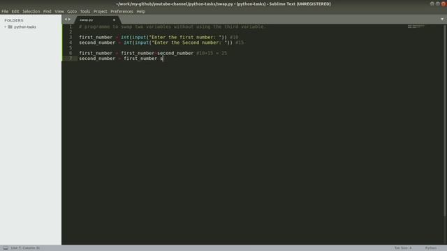 How to swap two variables without using third variable in python? смотреть онлайн