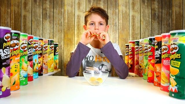 PRINGLES CHALLENGE (ГОРА ЧИПСОВ - угадай 18 ВКУСОВ) смотреть онлайн