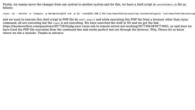 Executing rsync shell command from php file on web browser смотреть онлайн