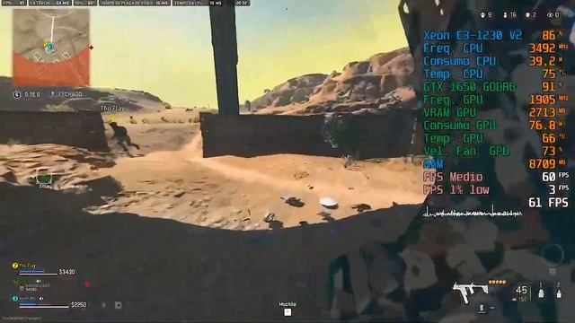 FOI POR POUCO! Segundo lugar no Warzone 2.0 | Xeon E3 1230 V2 + Palit GTX 1650 GP OC GDDR6 [3] смотреть онлайн