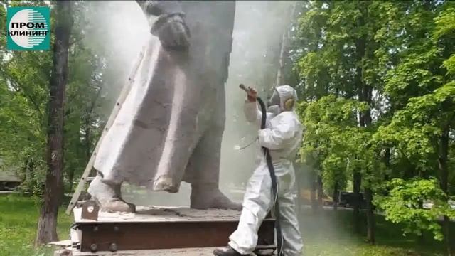 Мягкий бластинг - очистка памятника Серго Орджоникидзе смотреть онлайн