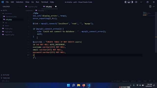 Login & Register System in PHP - Create the MySQL Database and the Users table смотреть онлайн