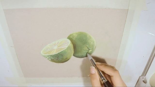 Гипер-лэпс видео. Рисуем реалистичный лайм пастелью. Hyper-lapse video. Drawing pastel limes. смотреть онлайн