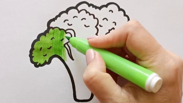 Как нарисовать БРОККОЛИ КАПУСТА / раскраска для детей / Нарисуй Ка смотреть онлайн