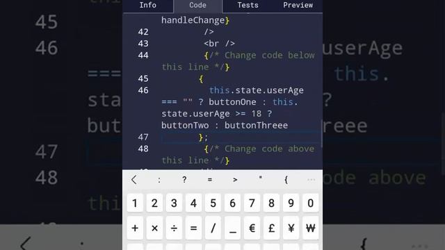 Use a ternary expression for conditional rendering- freecodecamp basic React -React for beginners смотреть онлайн