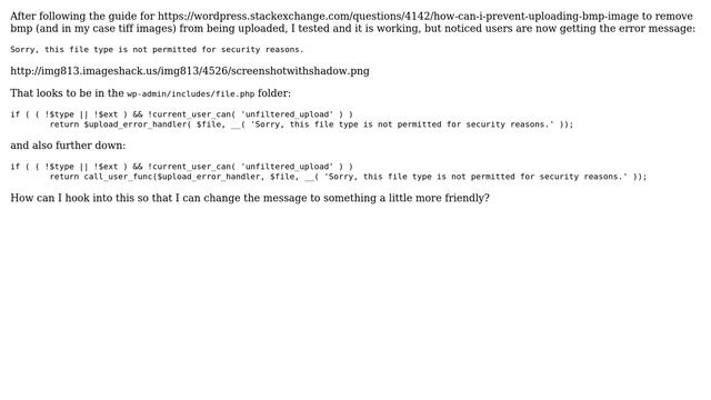 Wordpress: How can I customize the upload error message in Wordpress? смотреть онлайн