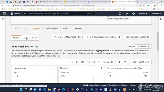 AWS Lambda Function Cloud watch logs смотреть онлайн
