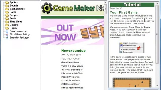 Основы создания игр в GameMaker. Видеоурок 1. Введение в GameMaker. (Артём Кашеваров)