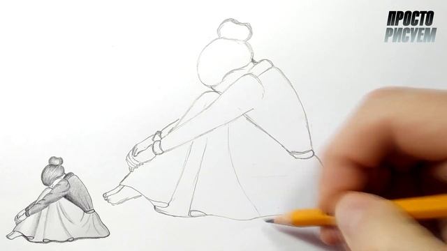 РИСУНОК ПРОСТЫМ КАРАНДАШОМ, Девушка грустит смотреть онлайн