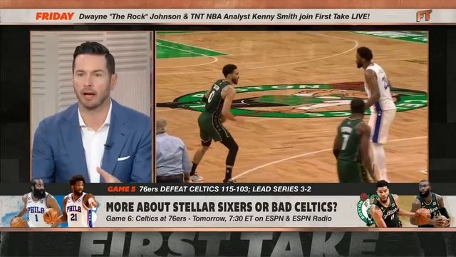 JJ Redick pinpoints Celtics' struggles in the 76ers' Game 5 win ? + Suns comeback hopes | First Tak смотреть онлайн