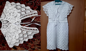 Ажурное платье крючком и спицами. Вяжем детям.