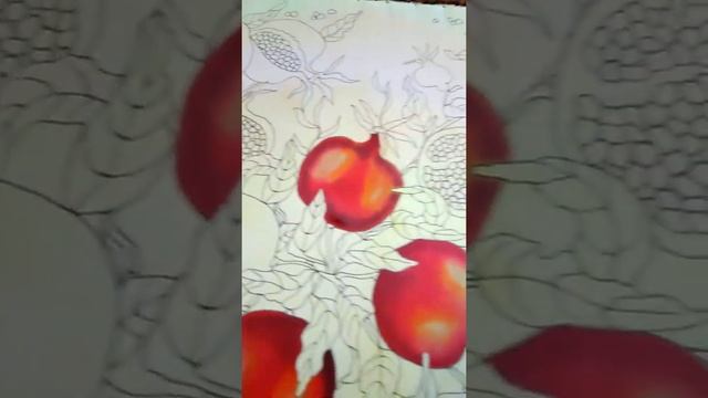 Авторская роспись платочка с гранатами.Натуральный шелк.