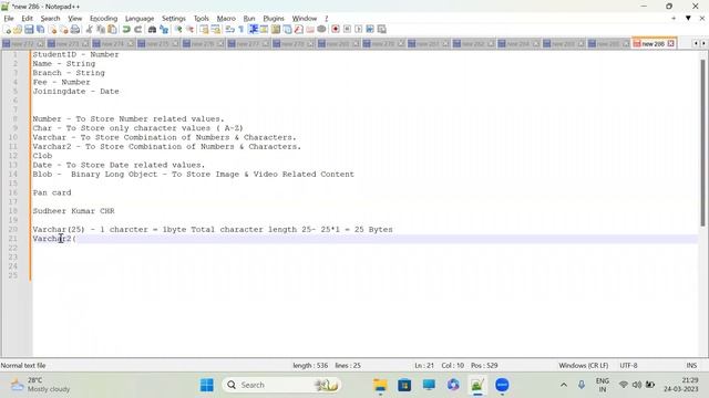 Oracle SQL & PLSQL ( Day - 3 ) | Datatypes | Live With Our Students смотреть онлайн