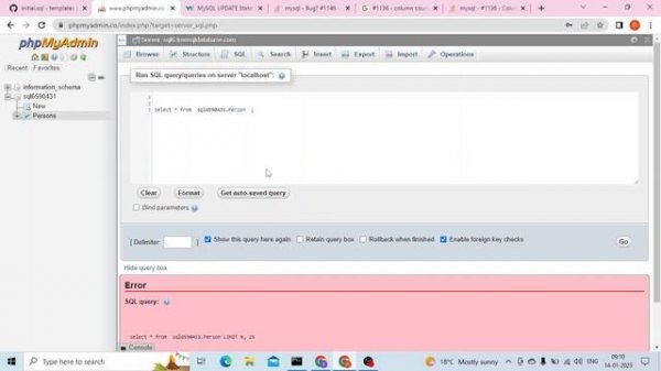 #1146 - Table 'Person' doesn't exist