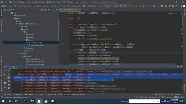 Attempt to invoke virtual method on a null object reference error in fragment binding android studi смотреть онлайн