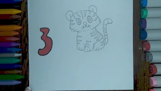 Уроки рисования для детей. Как легко поэтапно нарисовать тигренка смотреть онлайн