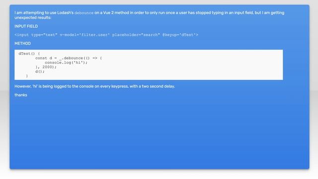 Debouncing a Vue Component method with Lodash смотреть онлайн