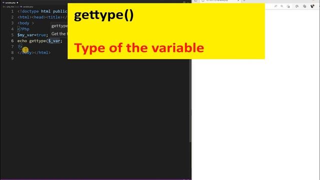 How to declare variables in PHP with rules and getting type of variables using gettype() смотреть онлайн