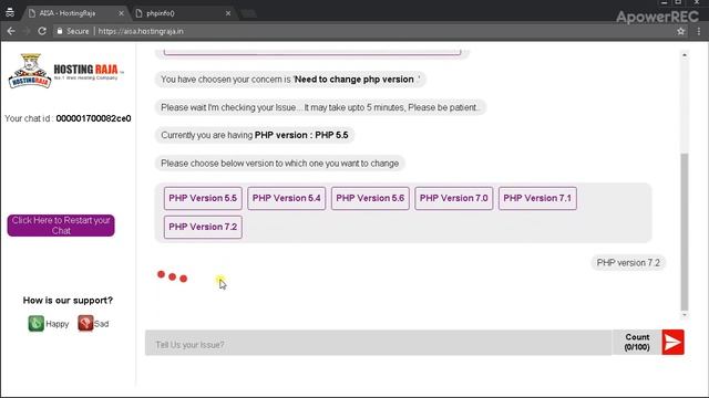HostingRaja - AISA - Instant Support - Change PHP version of Domain смотреть онлайн