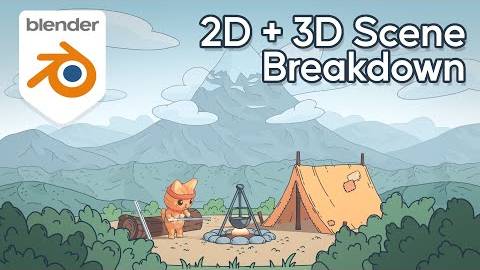Blender 2D_3D Campfire Scene with Grease Pencil - Breakdown + Tips смотреть онлайн