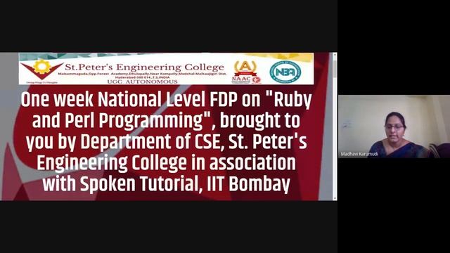Ruby & Perl one week National level FDP Inauguration on 03-06-2020 by St Peter's Engineering Colleg смотреть онлайн