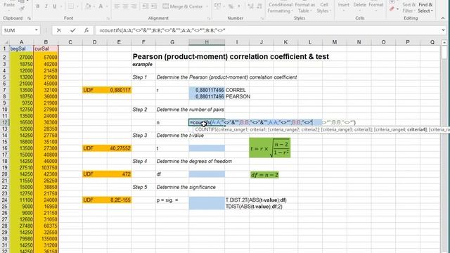 Excel - Pearson correlation coefficient (incl significance test) смотреть онлайн