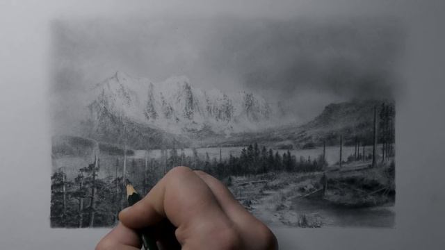 Drawing Scenery of Mountains and Trees with Pencil | Time Lapse смотреть онлайн