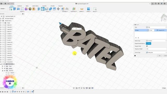 Create Name KeyChain in Fusion 360 смотреть онлайн