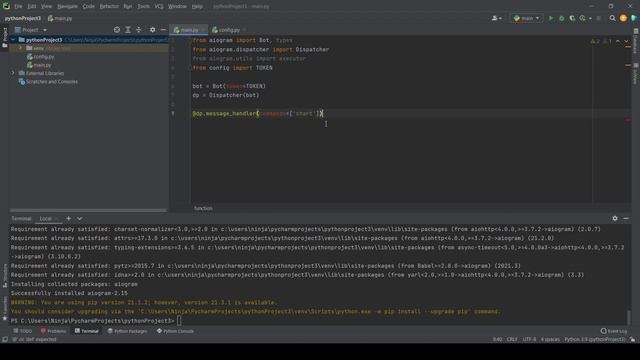 Регистрация телеграмм-бот. Обработка его с помощью Python смотреть онлайн