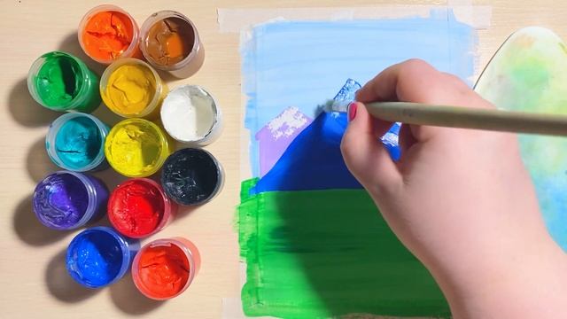 Как нарисовать простой пейзаж гуашью? Рисование для детей - простые рисунки смотреть онлайн